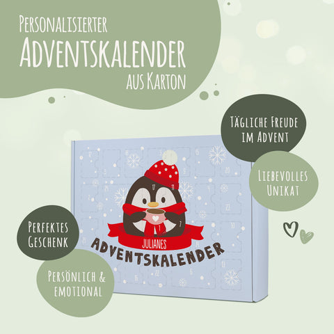 Personalisierter DIY Adventskalender mit Weihnachtstiere Design zum selbst Befüllen