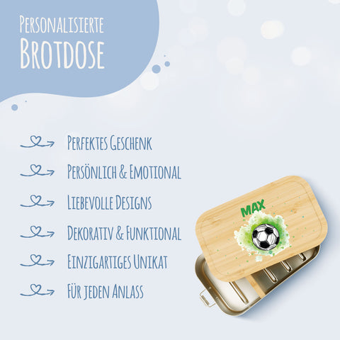 Brotdose mit Deckel für Kinder mit UV-Druck im "Fussball" Design