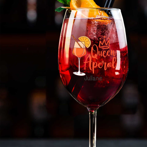Leonardo Weinglas mit UV-Druck - Queen Aperol mit Name