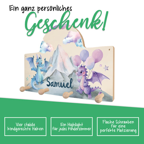 Personalisierte Garderobe fürs Kinderzimmer - Drache