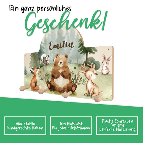 Personalisierte Garderobe fürs Kinderzimmer - Wald