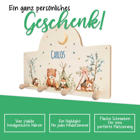 Personalisierte Garderobe fürs Kinderzimmer - Zelten