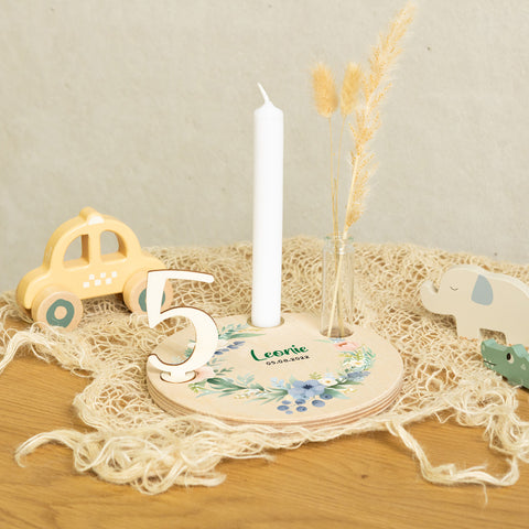 Bedruckter Geburtstagsteller für Kinder - Blumenkranz