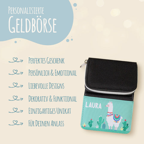 Bedruckte Geldbörse für Kinder im Lama Design
