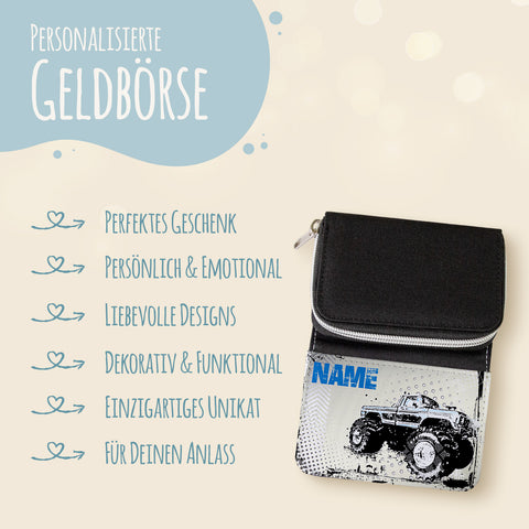 Bedruckte Geldbörse für Kinder im Monstertruck Design