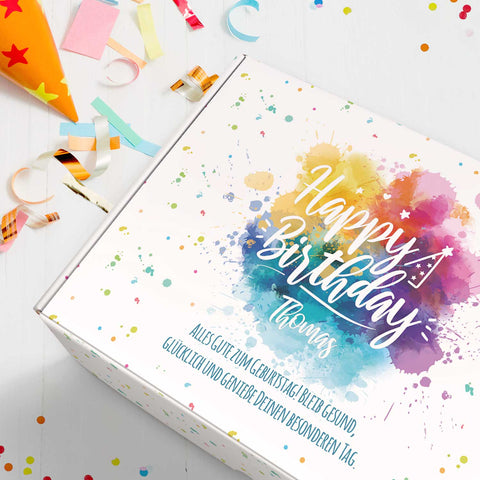 Personalisierte DIY Geschenkbox - Color Splash mit Wunschtext