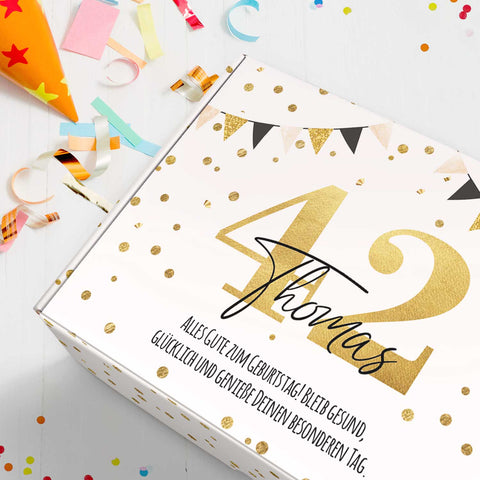 Personalisierte DIY Geschenkbox - Gold mit Wunschtext