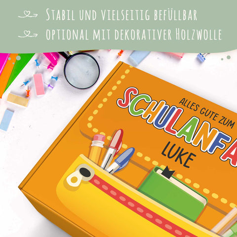 Personalisierte Geschenkbox - Schulranzen - Einschulung