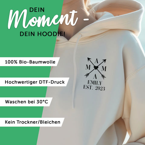 Personalisierter Hoodie für Frauen - MAMA EST. Kreuzpfeile