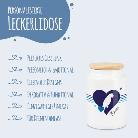 Leckerlidose für deine Haustiere - Herz Silhouette - Personalisiert mit Namen