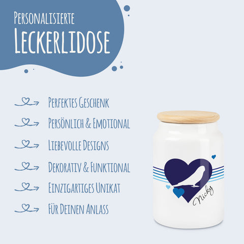 Leckerlidose für deine Haustiere - Herz Silhouette - Personalisiert mit Namen