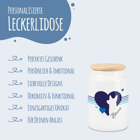 Leckerlidose für deine Haustiere - Herz Silhouette - Personalisiert mit Namen
