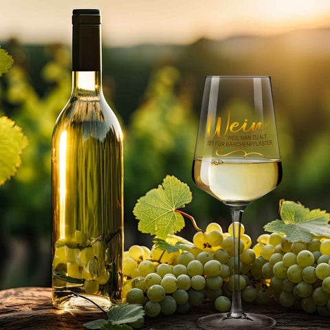 Leonardo Weinglas mit UV-Druck "Wein, weil man zu alt ist für Bärchenpflaster"