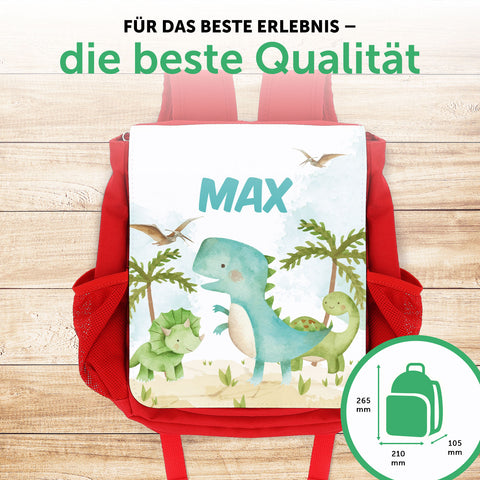 Bedruckter Rucksack für Kinder - Dino mit Name