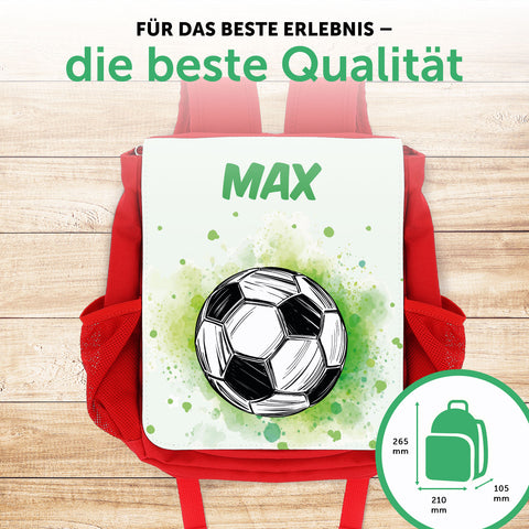 Bedruckter Rucksack für Kinder - Fussball mit Name