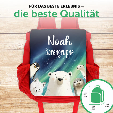 Bedruckter Rucksack für Kinder - Polartiere mit Name
