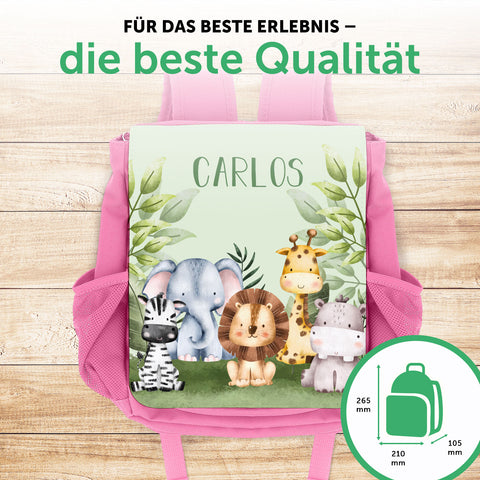 Bedruckter Rucksack für Kinder - Tiergruppe Safari