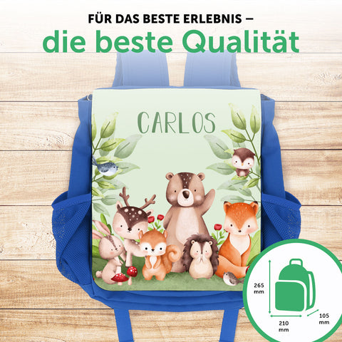 Bedruckter Rucksack für Kinder - Tiergruppe Wald
