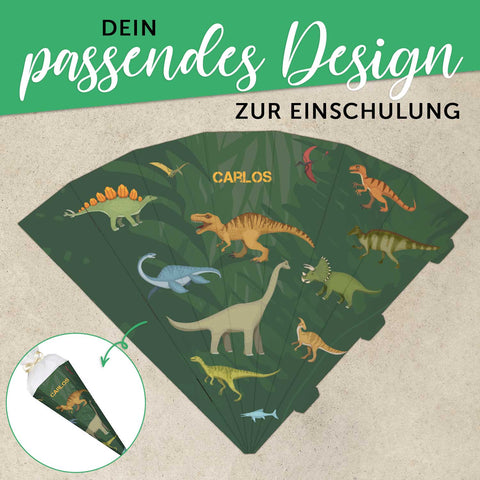 Bedruckte Schultüte mit Namen - Dinosaurier