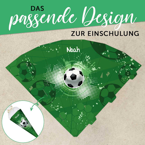 Bedruckte Schultüte mit Namen - Fußball