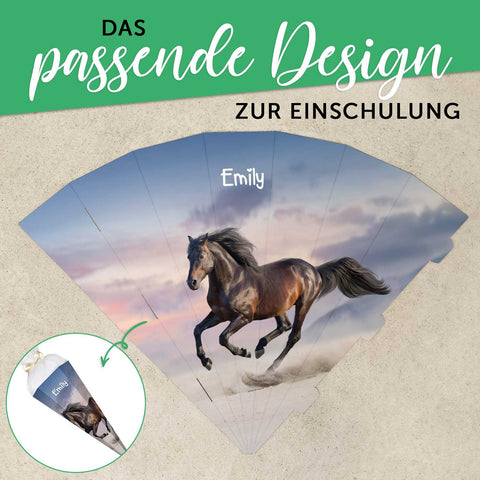 Bedruckte Schultüte mit Namen - Pferd