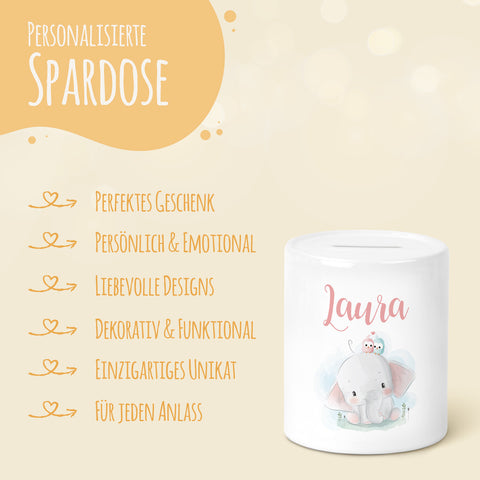 Spardose aus Keramik - Baby Elefant