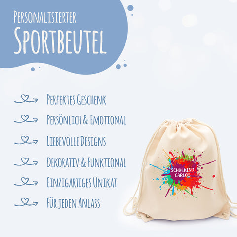 Turnbeutel für Kinder - Colorsplash - zur Einschulung