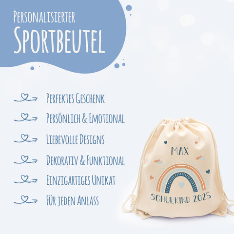 Turnbeutel für Kinder - Regenbogen - zur Einschulung