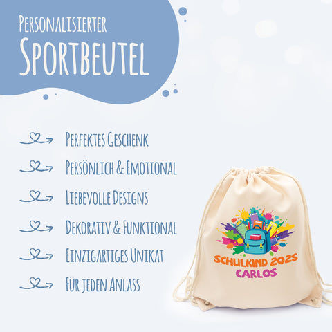 Turnbeutel für Kinder - Rucksack - zur Einschulung