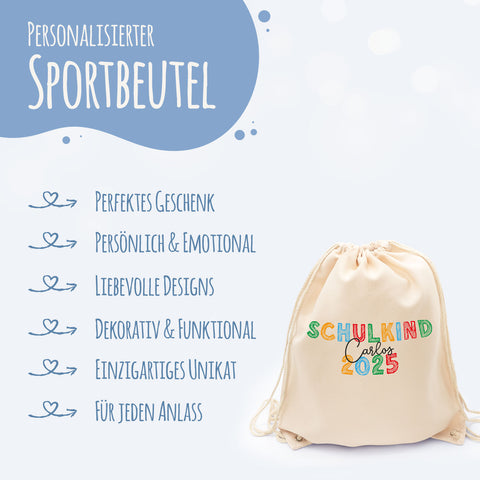 Turnbeutel für Kinder - Schulkind Kreide - zur Einschulung