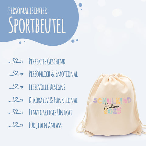 Turnbeutel für Kinder - Schulkind Kreide - zur Einschulung