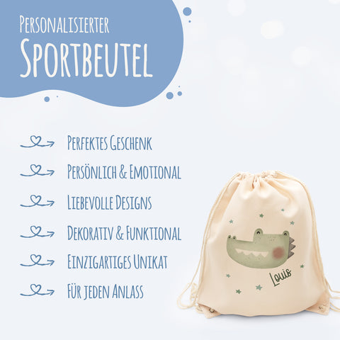 Turnbeutel mit Kindermotiv - Tierköpfe - für Kinder