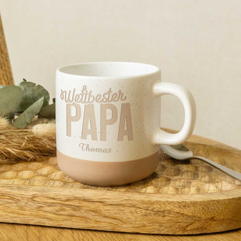 Gravierte Steingut Tasse - Weltbester Papa