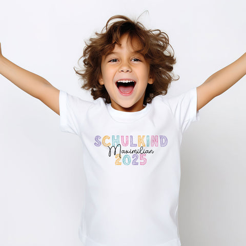 Bedrucktes T-Shirt für Kinder - Schulkind 2025 Kreide