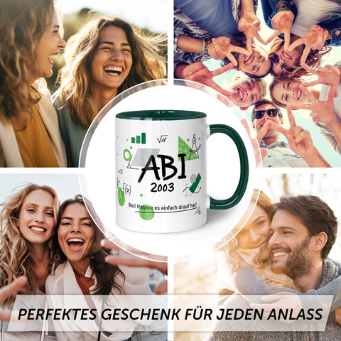 Bedruckte Tasse mit Spruch - Abi - Personalisiert mit Namen