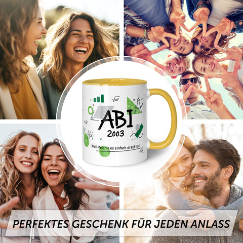 Bedruckte Tasse mit Spruch - Abi - Personalisiert mit Namen