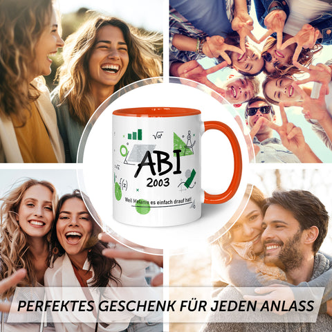 Bedruckte Tasse mit Spruch - Abi - Personalisiert mit Namen
