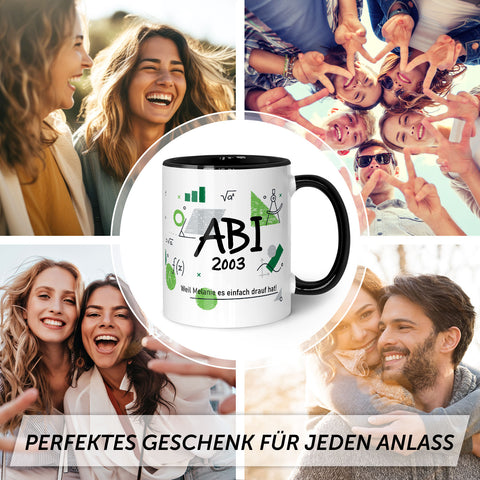 Bedruckte Tasse mit Spruch - Abi - Personalisiert mit Namen
