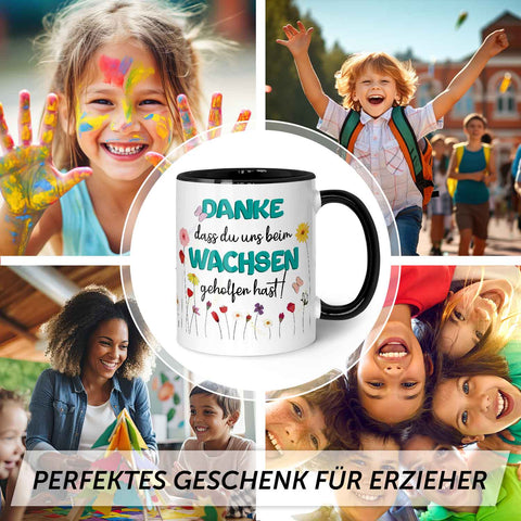 Bedruckte Tasse mit Spruch - "Danke dass du uns beim Wachsen geholfen hast"