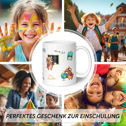 Bedruckte Tasse mit Motiv - Schuleule