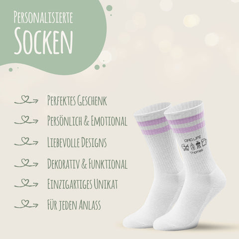 Tennissocken - Dad Life - personalisiert mit Namen