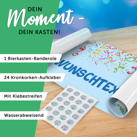 DIY Bierkasten Banderole mit 24 Deckelaufklebern - Karneval