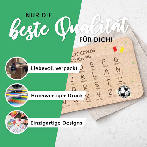 Frühstücksbrettchen mit Druckmotiv & Name - ABC Fußball