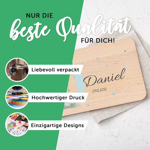 Frühstücksbrettchen mit Druckmotiv & Name - Initial