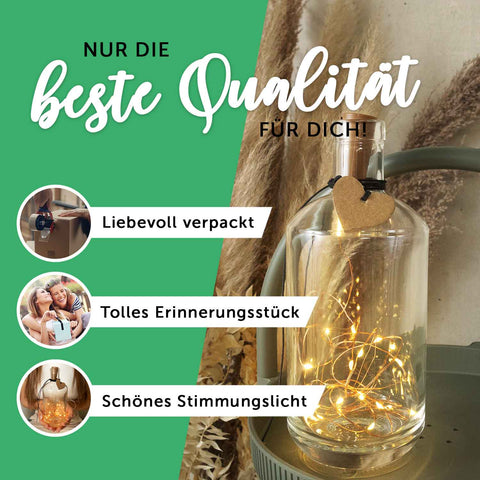 Flaschenlicht mit LED-Lichterkette und Gravur "Superheldin Mama"