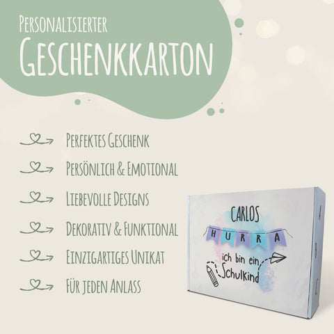 Personalisierte Geschenkbox - Hurra ich bin ein Schulkind - Einschulung