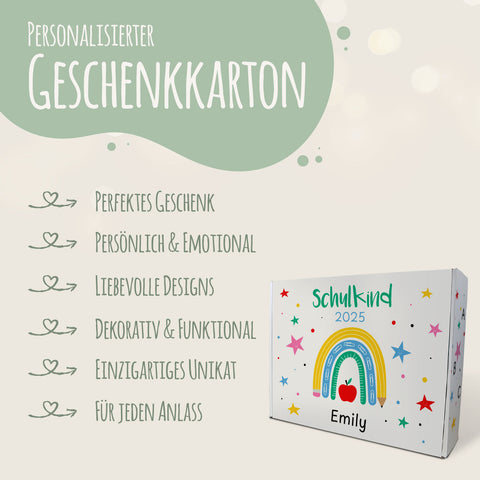 Personalisierte Geschenkbox - Schulkind Regenbogen - Einschulung