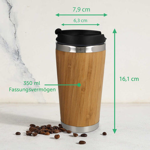 Kaffeebecher aus Bambus mit Gravur - Verschiedene Motive mit eigenem Namen