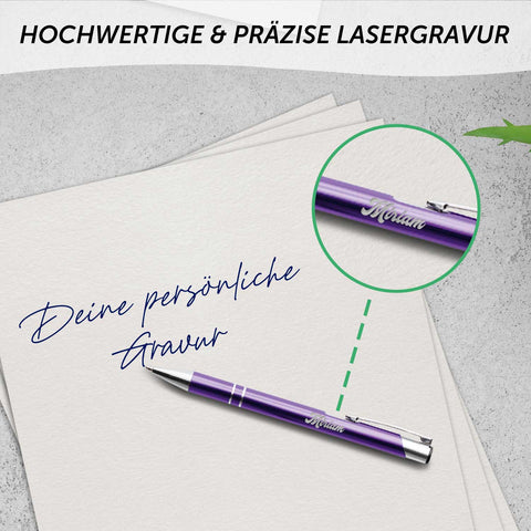 Kugelschreiber mit Gravur - Wunschname - Verschiedene Farben