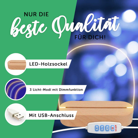 Kinder LED Nachtlicht mit Sockel aus Holz - "Waldfreunde"